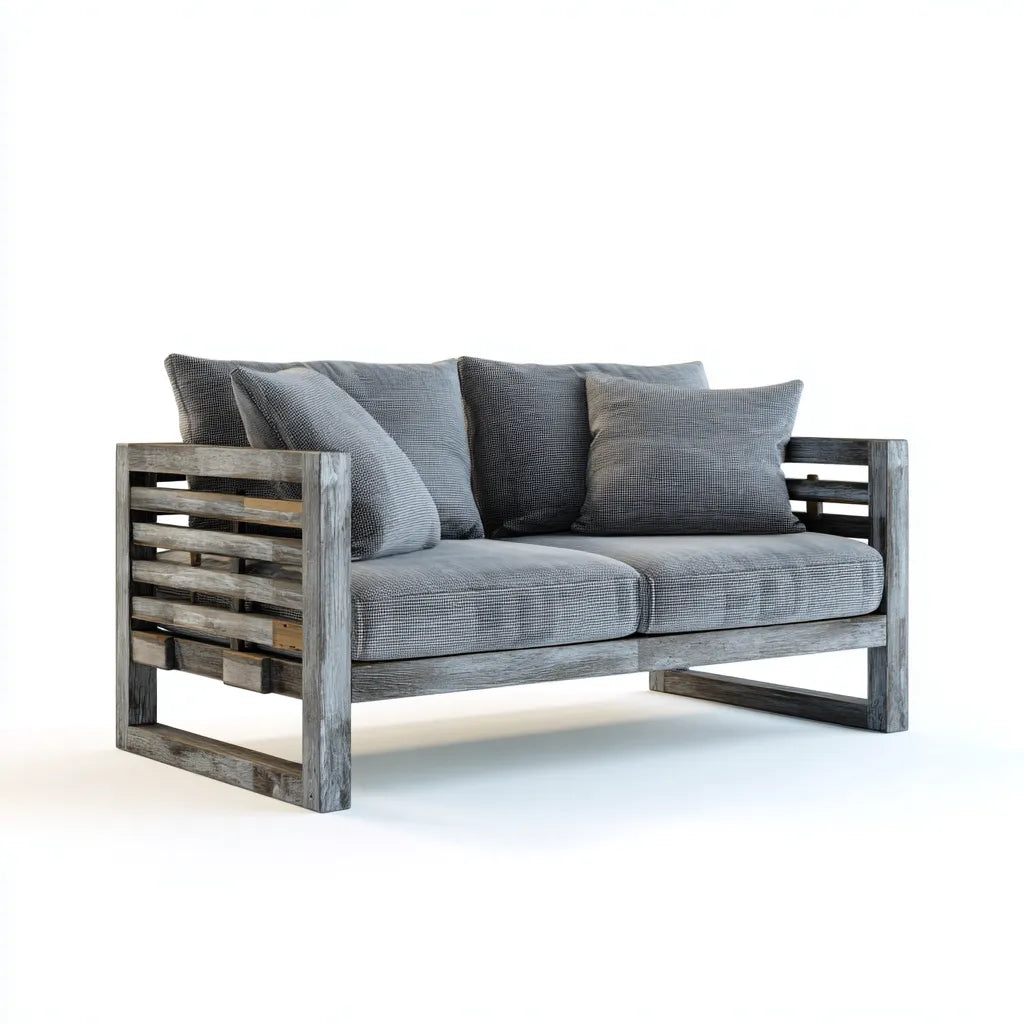 Divano da esterno 158×78×82 cm - grigio e legno - struttura in legno - stile rustico per outdoor