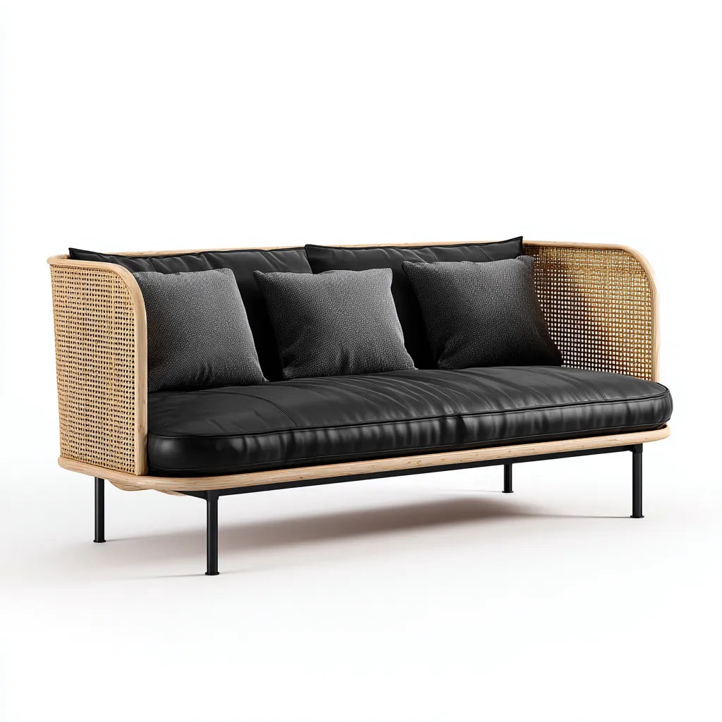 Divano da esterno 176×84×76 cm - nero legno - fianchi intrecciati per area relax all'aperto