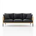 Divano da esterno in legno e pelle sintetica 210×82×78 cm - Nero/Naturale - design moderno per terrazza