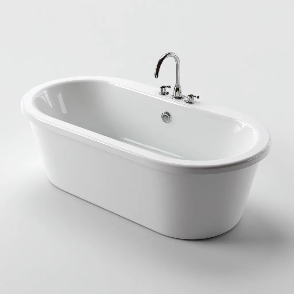 Vasca freestanding in acrilico 170×75×58 cm - Bianco - bordo arrotondato per bagno