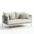 Divano da esterno 160×80×81 cm - beige e argento - metallo e corda - design elegante per outdoor