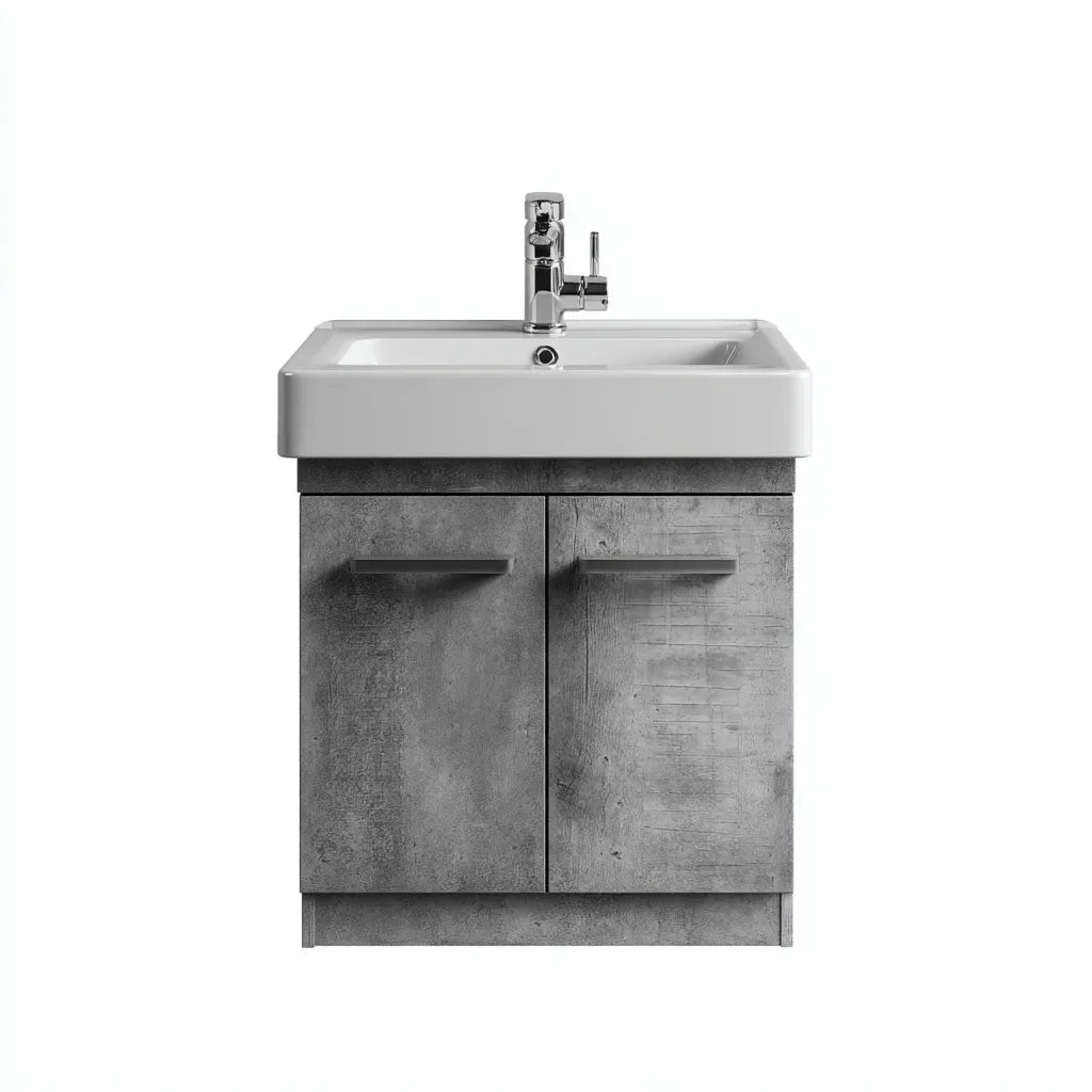 Mobile bagno 40×38×82 cm - legno chiaro - lavabo bianco rettangolare - soluzione bagno elegante