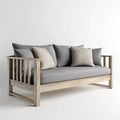 Divano da esterno in legno e tessuto 200×86×82 cm - Grigio/Legno chiaro - stile naturale per giardino