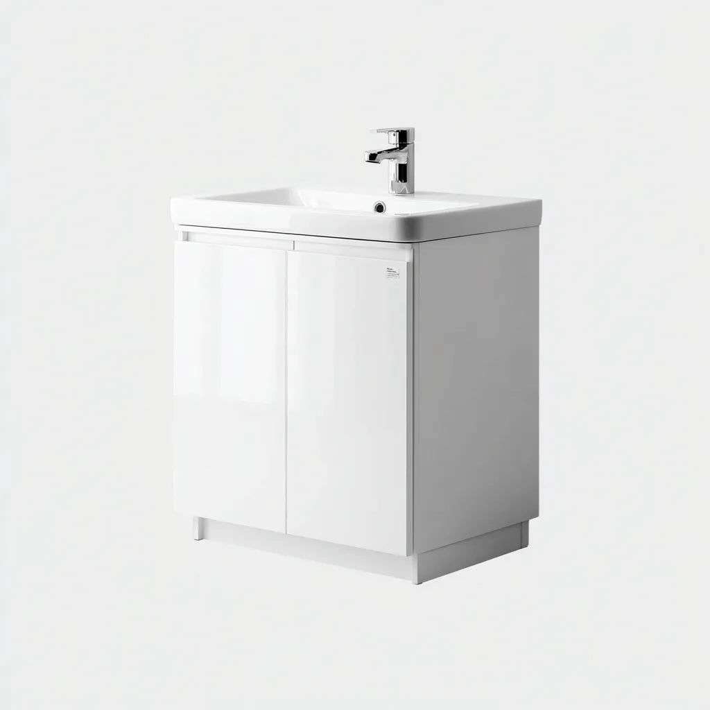 Mobile lavabo 50×40×82 cm - bianco lucido - lavabo integrato per bagno - stile essenziale