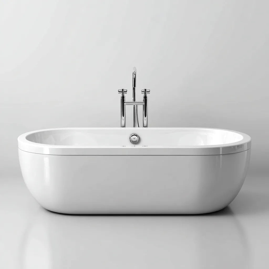 Vasca freestanding 170×78×58 cm - bianco - profilo ovale arrotondato per bagno moderno