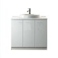 Mobile lavabo da bagno in MDF e ceramica 80×46×85 cm - Bianco - moderno con lavabo da appoggio