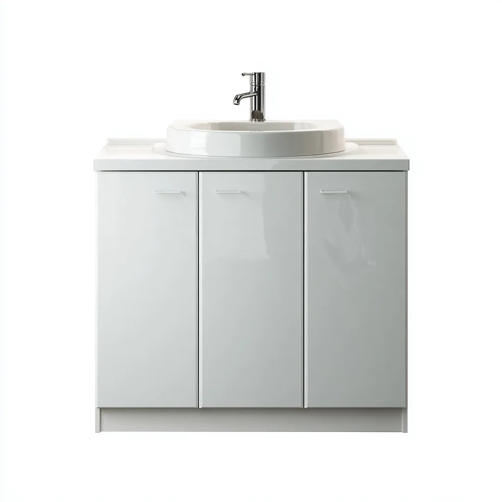 Mobile lavabo da bagno in MDF e ceramica 80×46×85 cm - Bianco - moderno con lavabo da appoggio