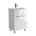 Lavabo da bagno in MDF e ceramica 40×22×82 cm - Bianco/Grigio - salvaspazio con vano contenitivo