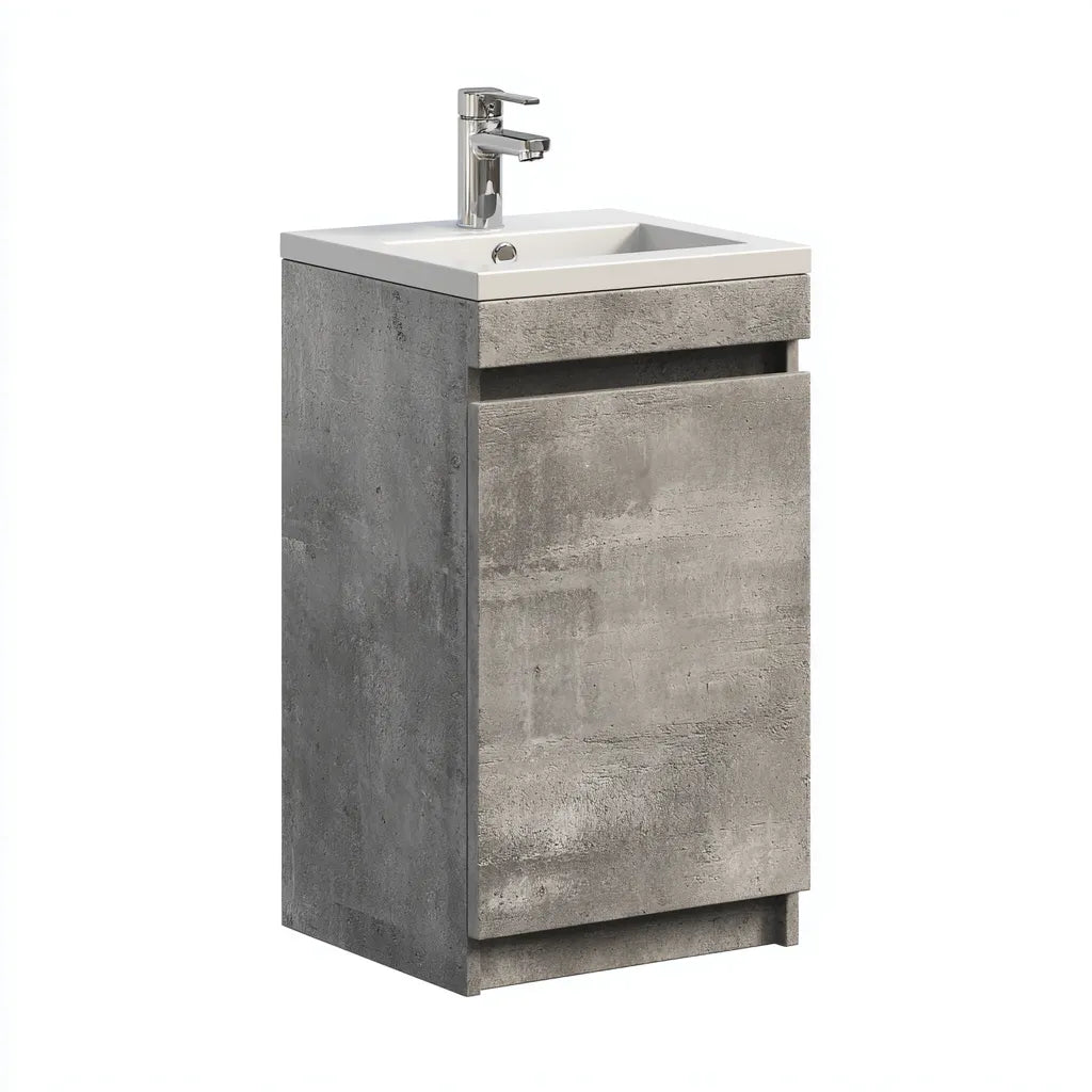 Mobile bagno 40×35×80 cm - rovere naturale - lavabo bianco con base compatta - stile moderno