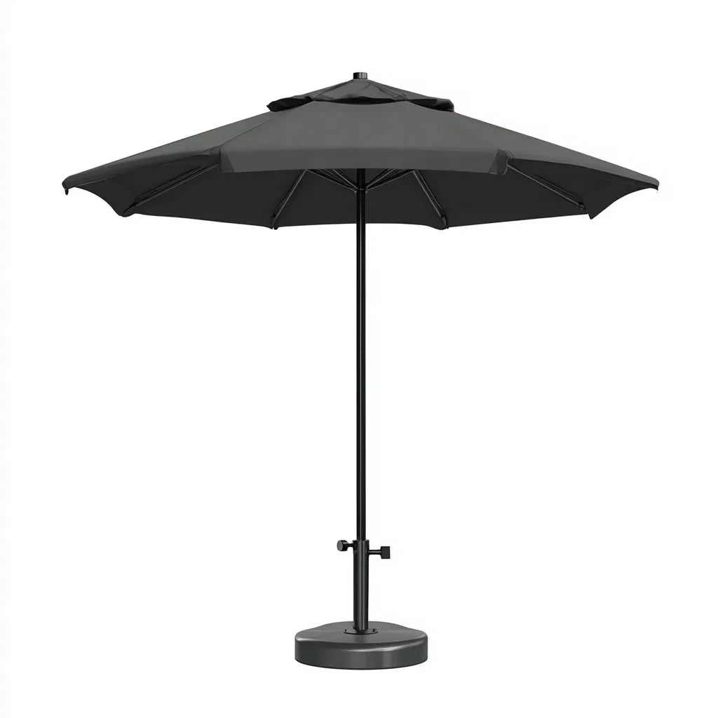 Ampio ombrellone da esterno 280×280×260 cm - grigio scuro - metallo e tessuto - parasole elegante per all'aperto
