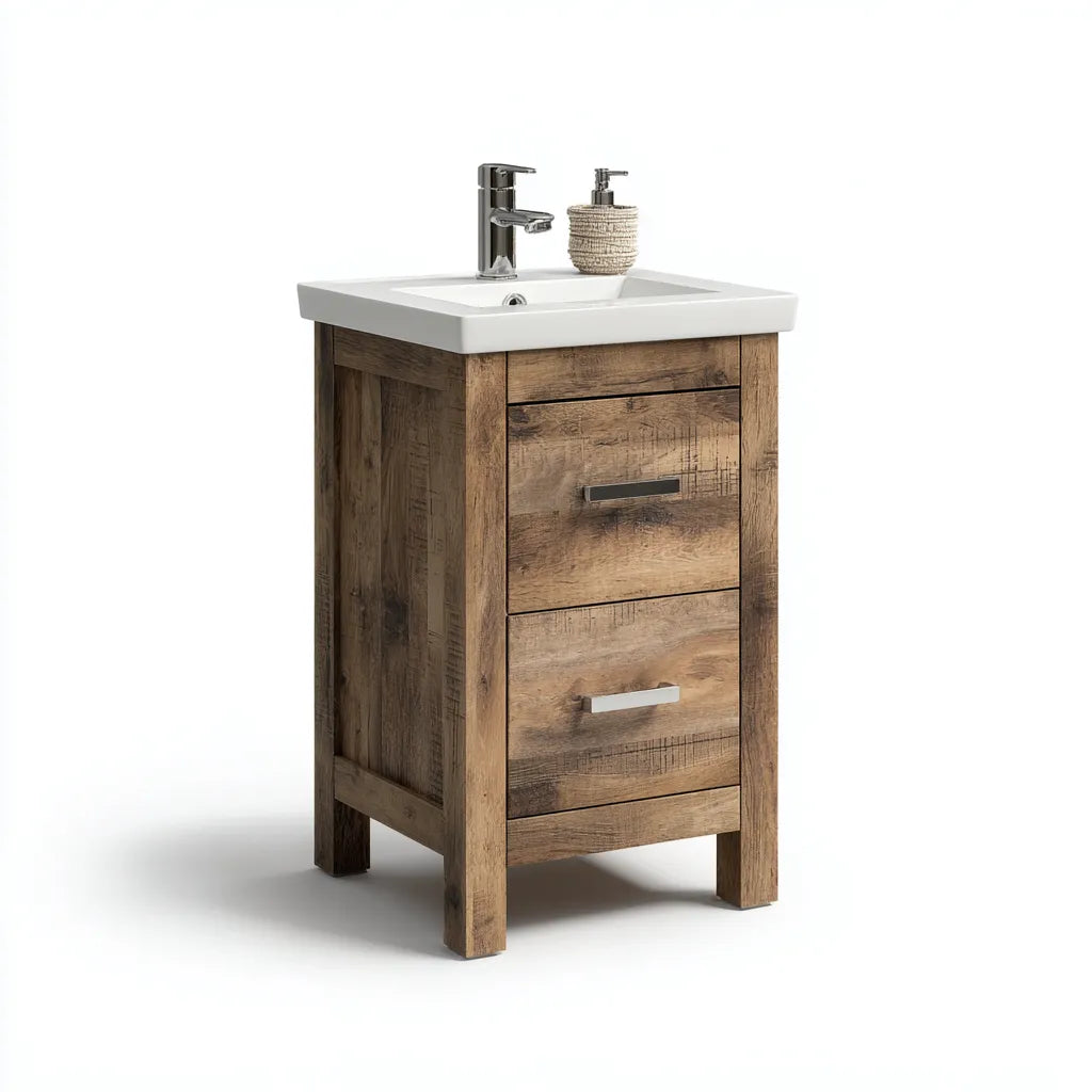 Lavabo bagno 60×46×55 cm - legno bianco - mobile sospeso salvaspazio